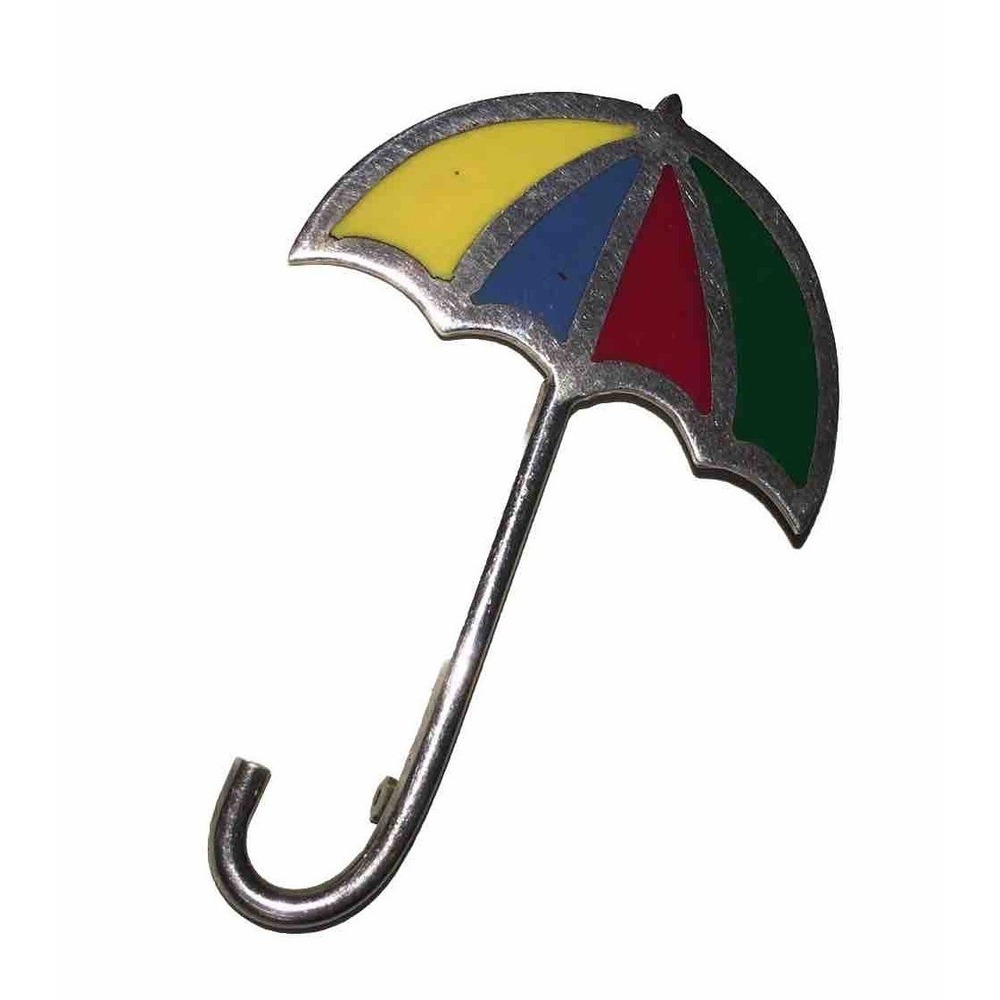 Golf Pin Multicolored Umbrella Sterling Silver Mexico Signed Arnold Palmer Style - Picture 1 of 6